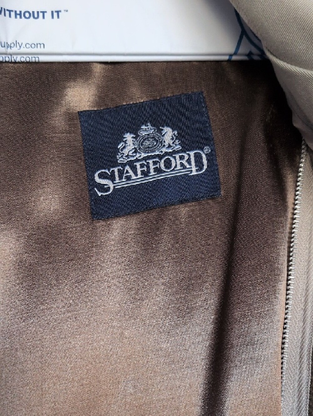 Stafford Beige Double-Breasted Trench Coat with Tie Belt - Picture 2 of 7